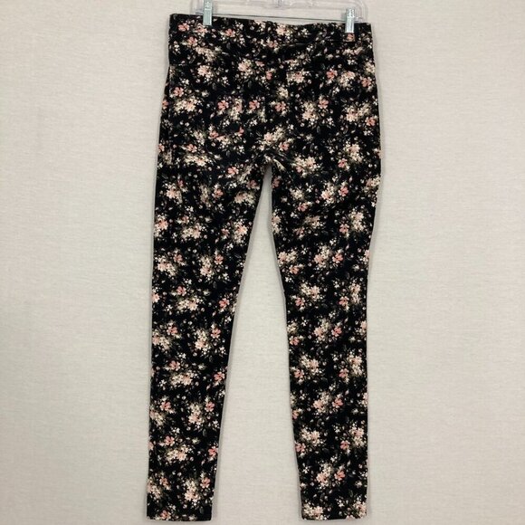 Club Monaco Black Multi Color Floral Corduroy Slim Pants size 10 - Picture 11 of 12